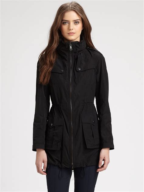 burberry black polyester jacket|burberry brit anorak jacket.